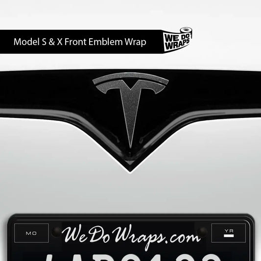 3M Matte Black Metallic Tesla Emblem Decals (Front + Back) | Model X