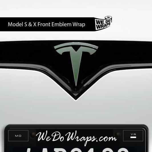 3M Matte Military Green Tesla Emblem Decals (Front + Back) | Model S