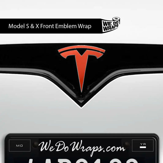 3M Matte Red Tesla Emblem Decals (Front + Back) | Model S