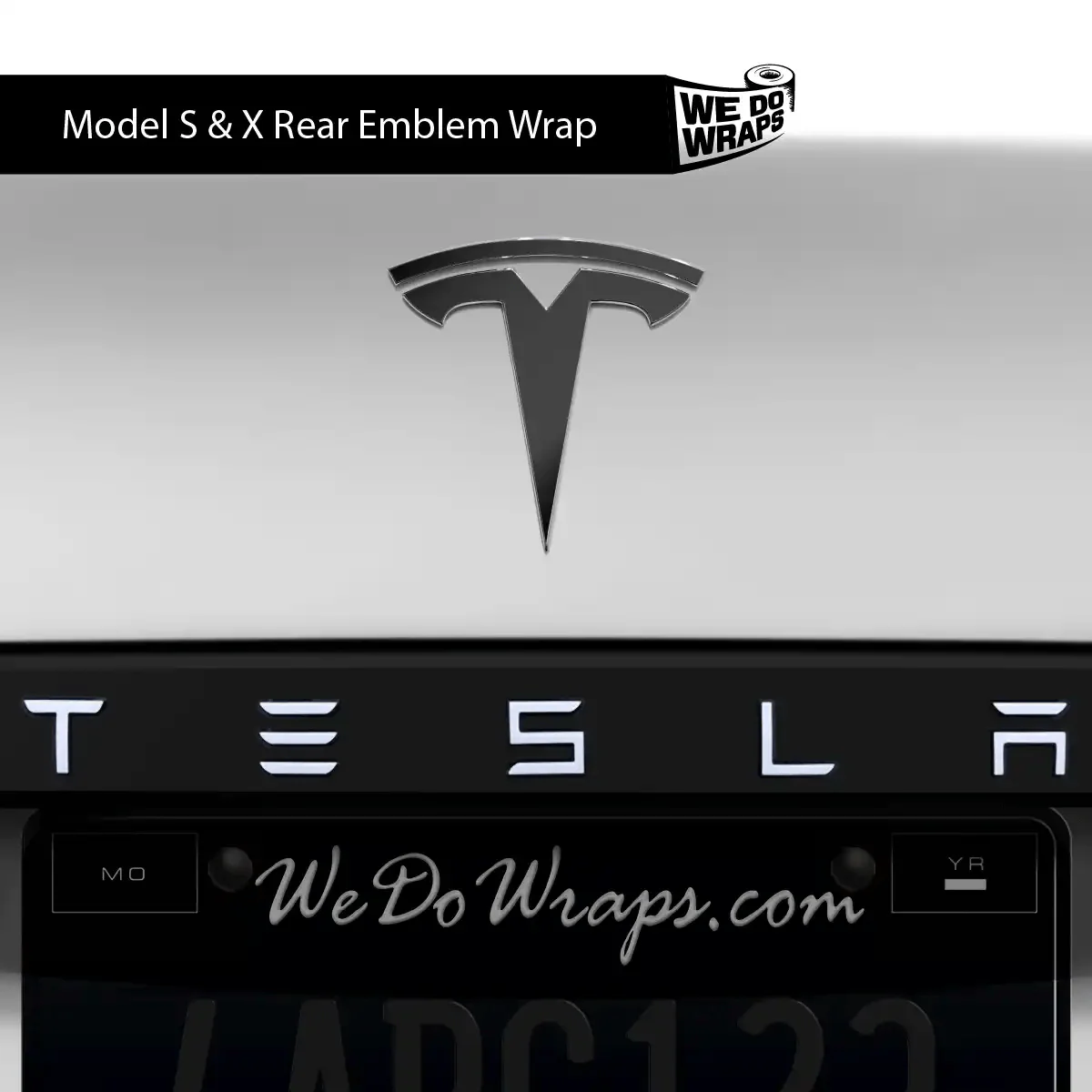 3M Satin Black Tesla Emblem Decals (Front + Back) | Model S