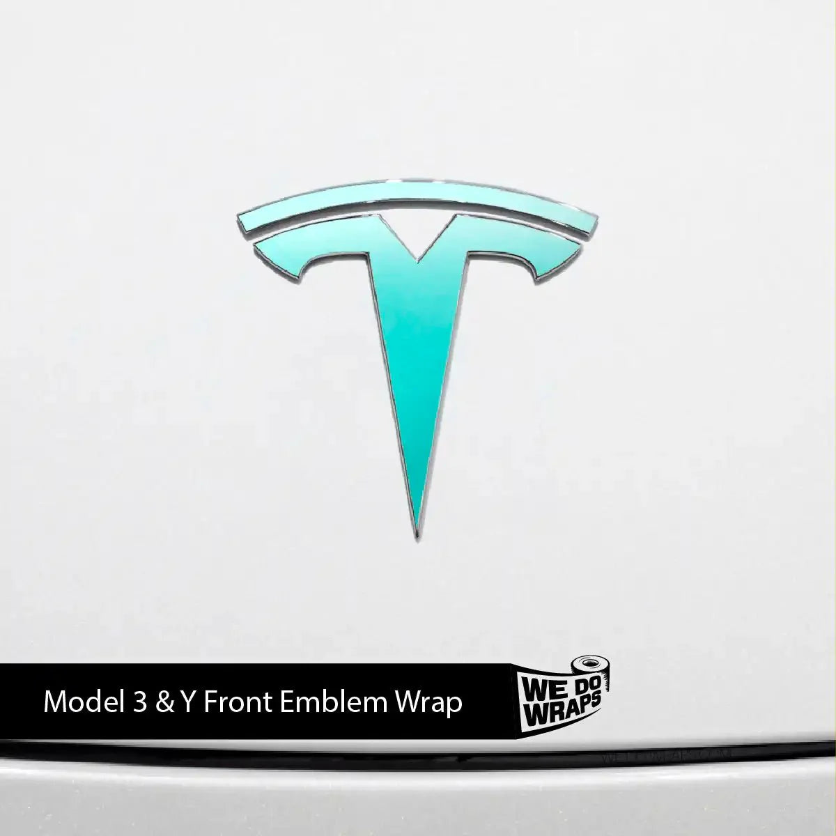 3M Satin Key West Tesla Emblem Decals (Front + Back) | Model 3