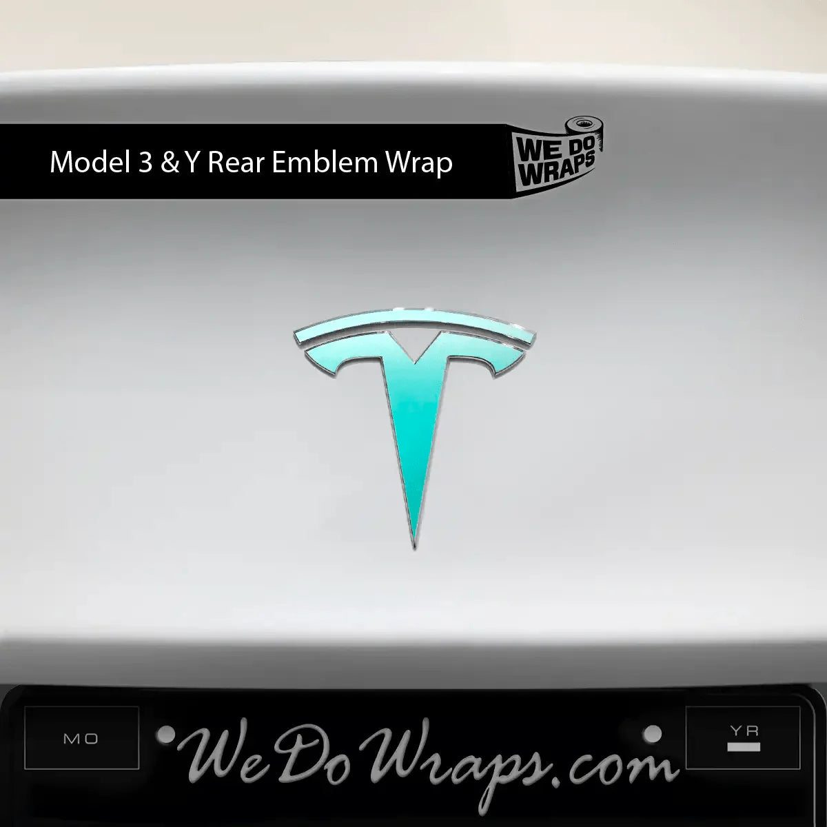 3M Satin Key West Tesla Emblem Decals (Front + Back) | Model 3