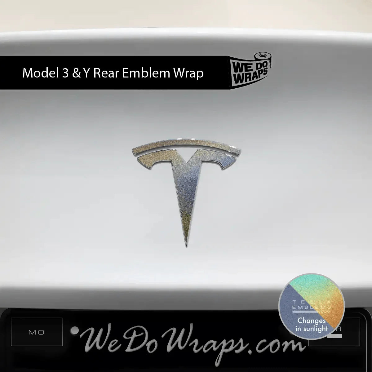 3M Satin Psychedelic Flip Tesla Emblem Decals (Front + Back) | Model Y