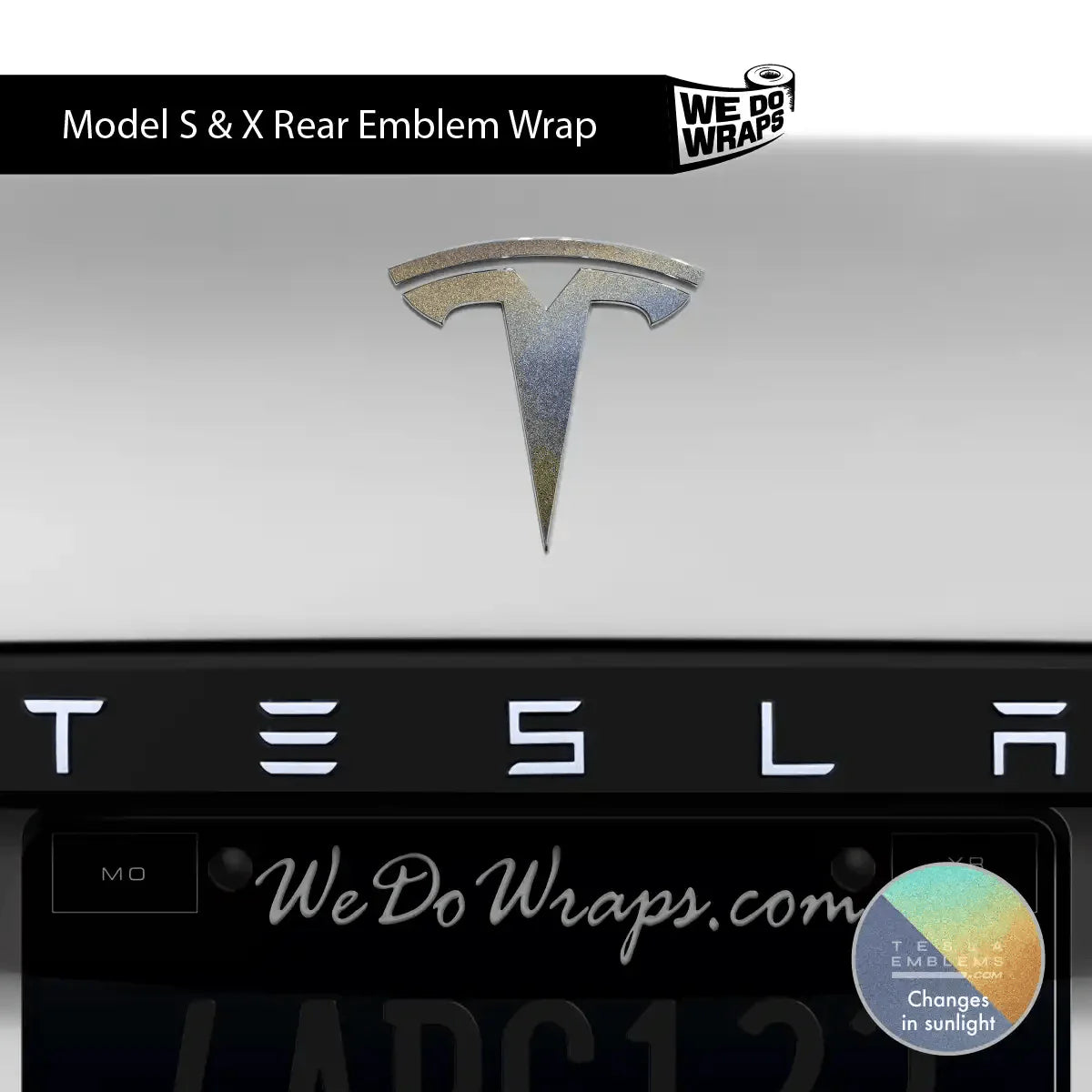3M Satin Psychedelic Flip Tesla Emblem Decals (Front + Back) | Model X
