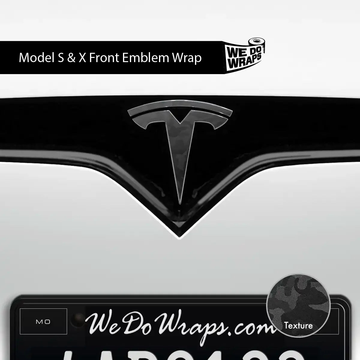 3M Shadow Black Camo Tesla Emblem Decals (Front + Back) | Model S