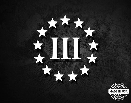 Three Percenter - 3% - Betsy Ross 13 Stars Decal