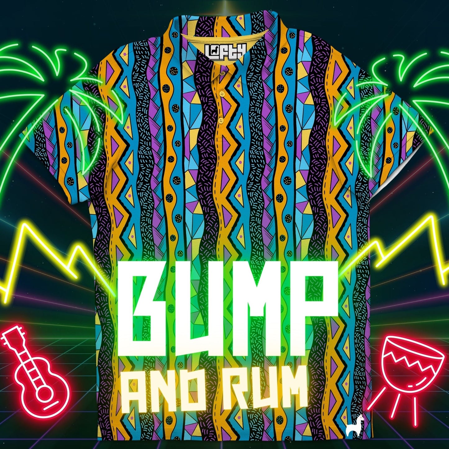 Bump and Rum | Fun and Crazy Tribal Pattern Golf Polo for Men (ATHLETIC FIT)