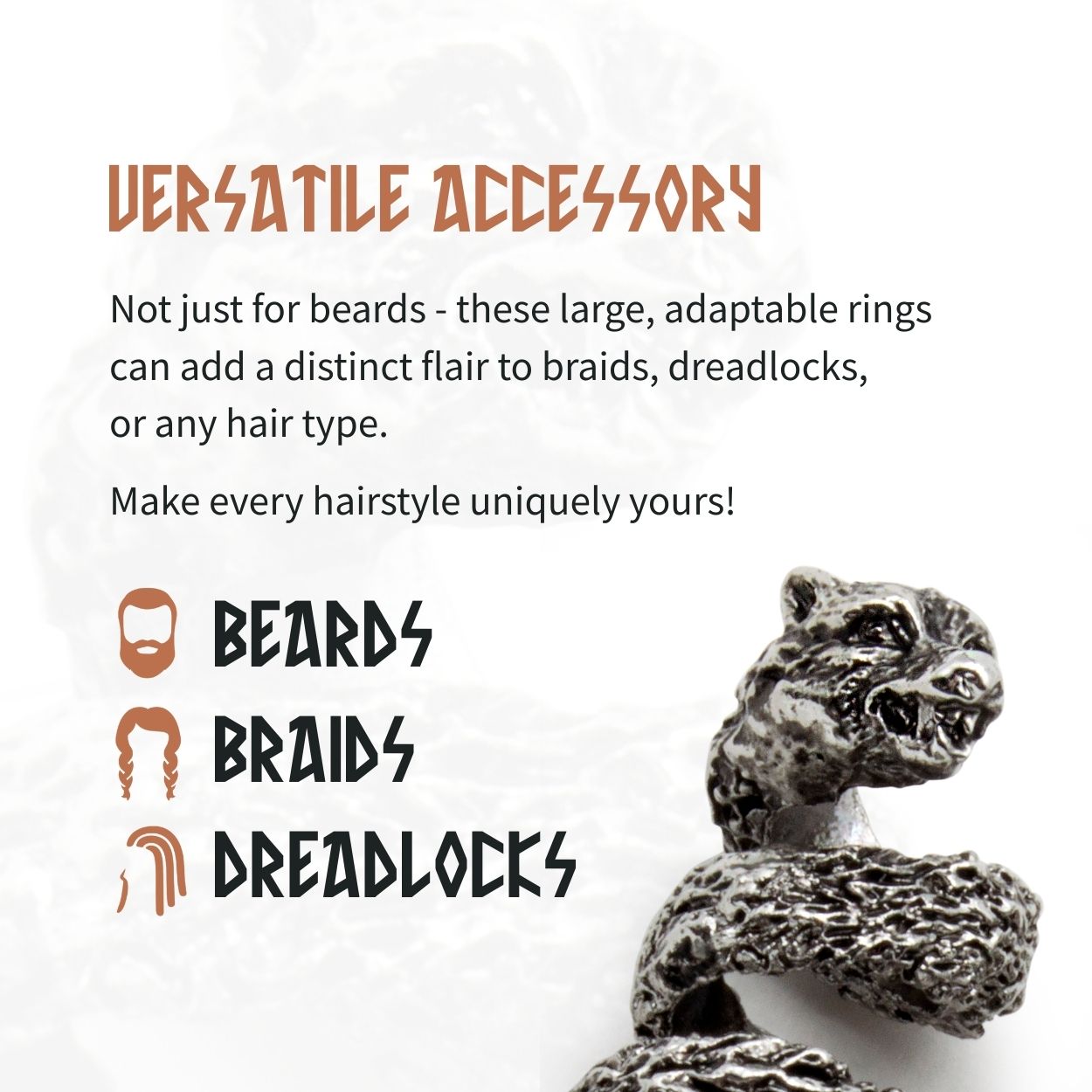 Fenrir Beard Rings (Silver - 8)