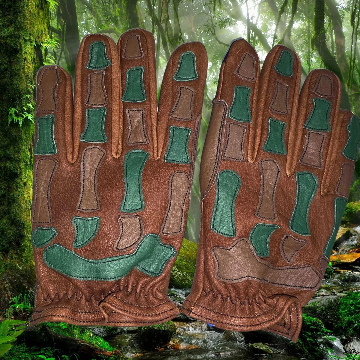 D7PB - Platte Basin Leather Hunting Glove - Retro Camouflage