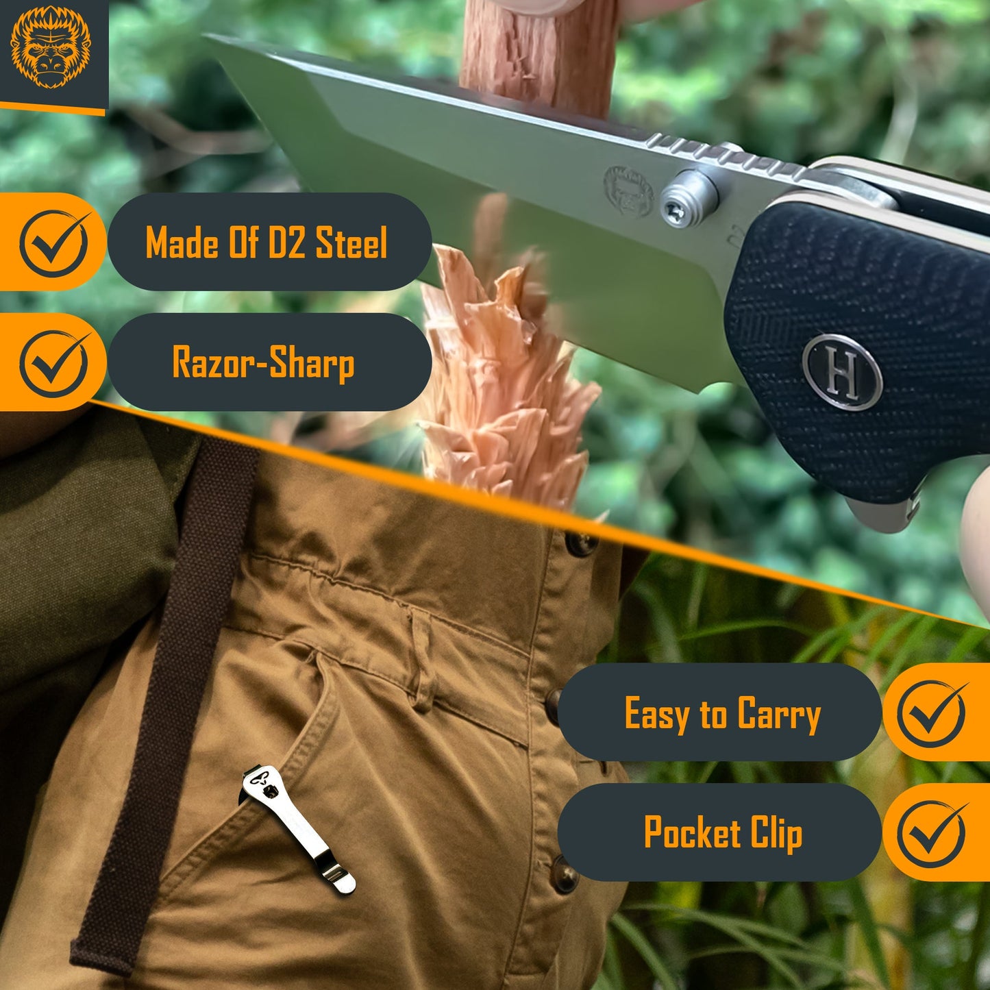 The Pioneer Folding Pocket Knife Giftset for Men and Women (Silver and Black)