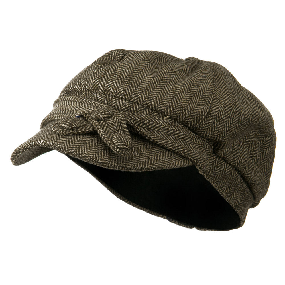Wool Blend Tweed Newsboy with 3 Button Accent