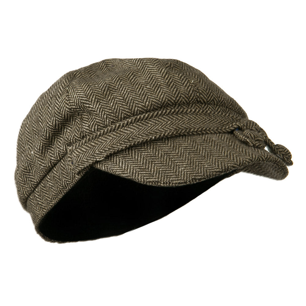 Wool Blend Tweed Newsboy with 3 Button Accent