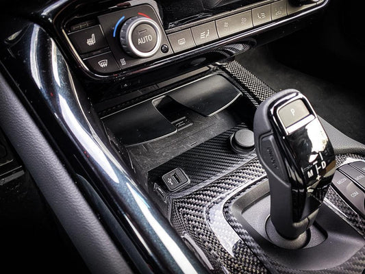 3D Carbon Phone Charger / USB / Cigarette Lighter Tray Overlay - 2020+ Supra
