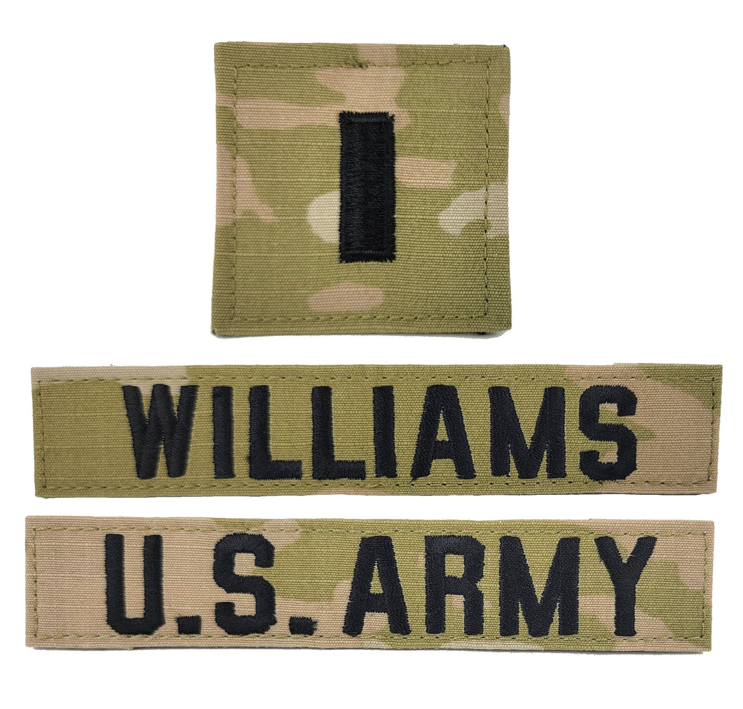 3 Piece Set - U.S. Army OCP Name Tape & Rank  - 3 Color OCP