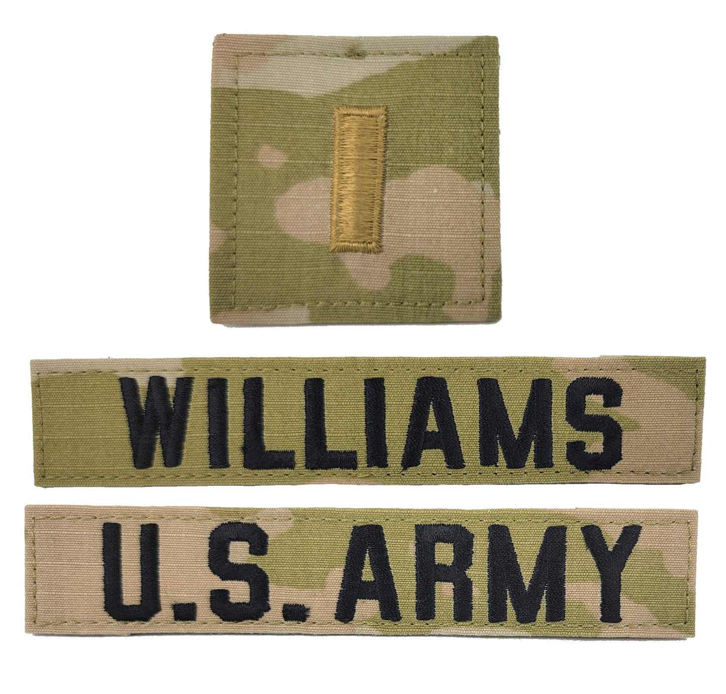 3 Piece Set - U.S. Army OCP Name Tape & Rank  - 3 Color OCP