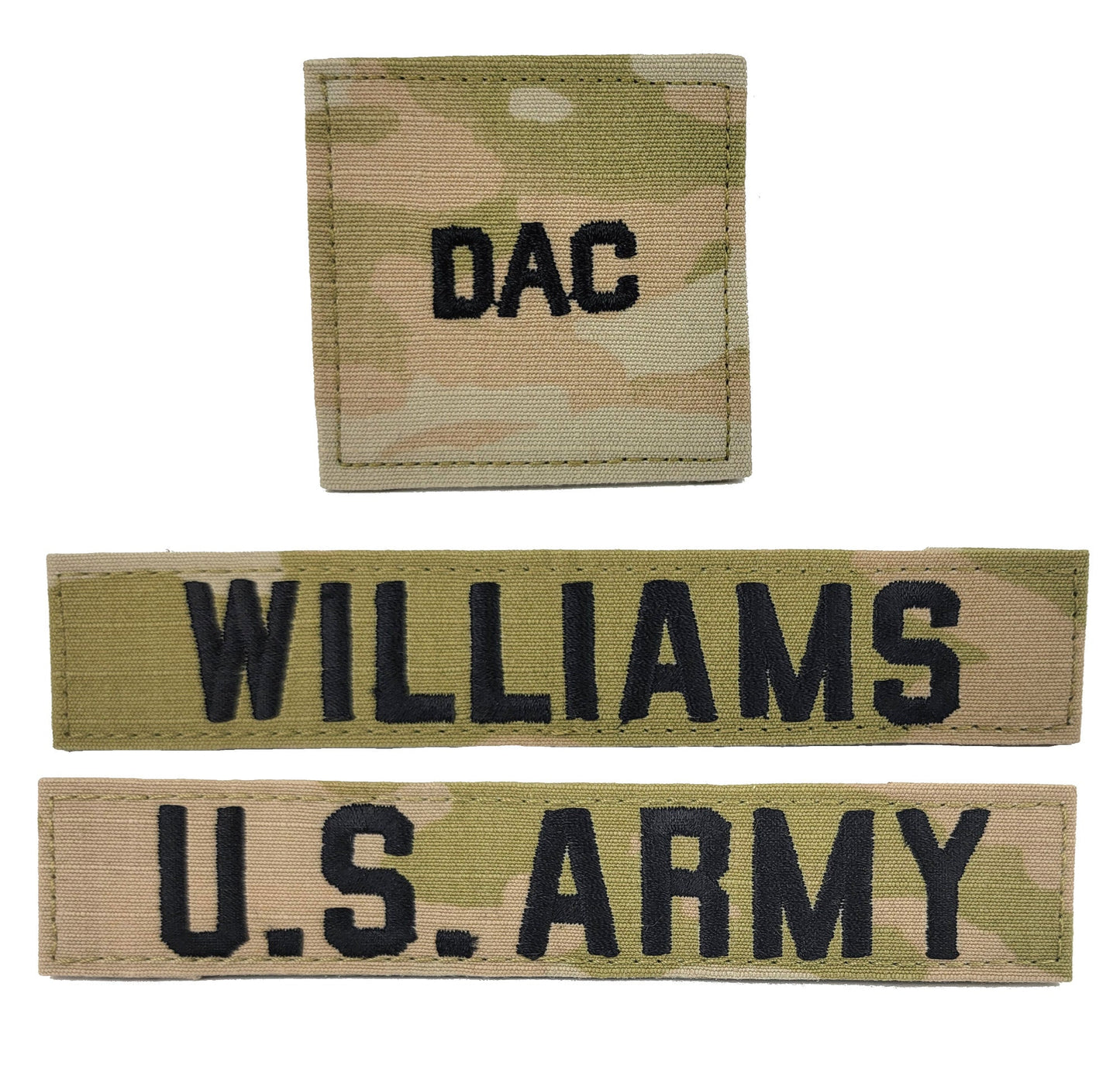 3 Piece Set - U.S. Army OCP Name Tape & Rank  - 3 Color OCP