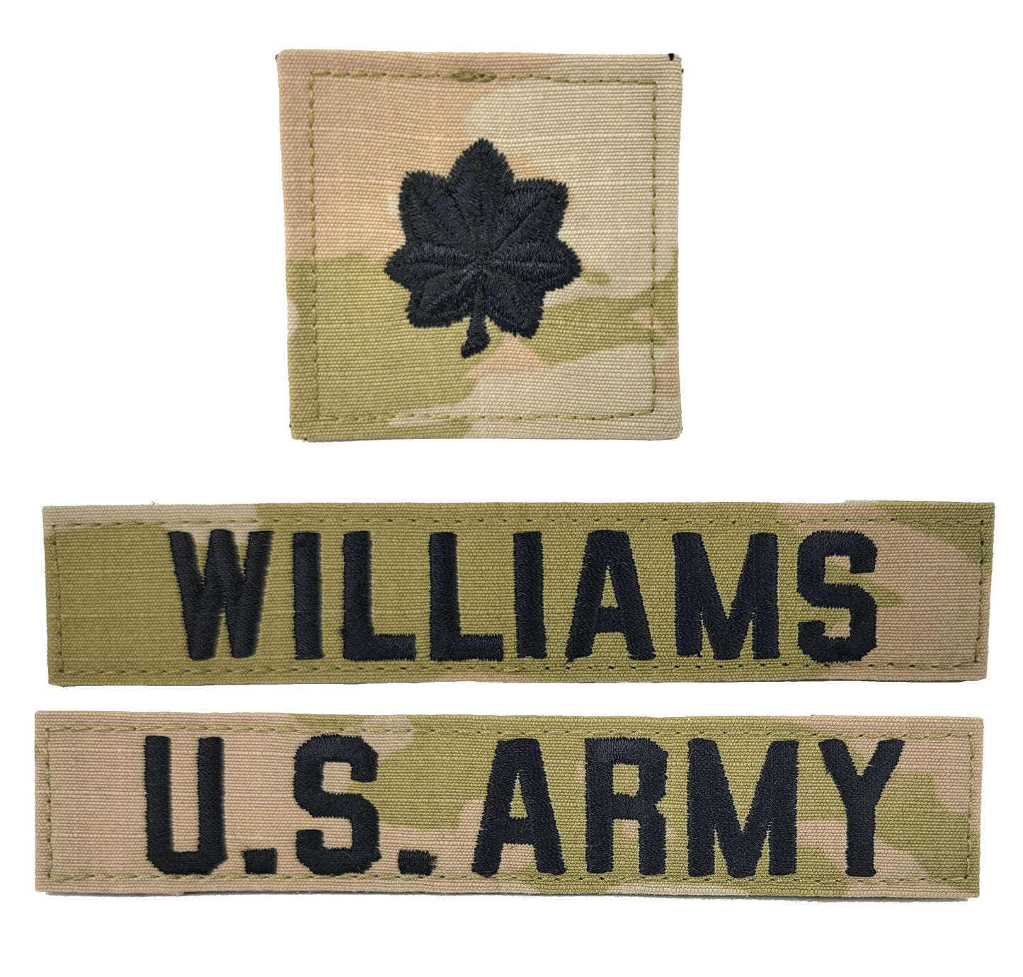 3 Piece Set - U.S. Army OCP Name Tape & Rank  - 3 Color OCP