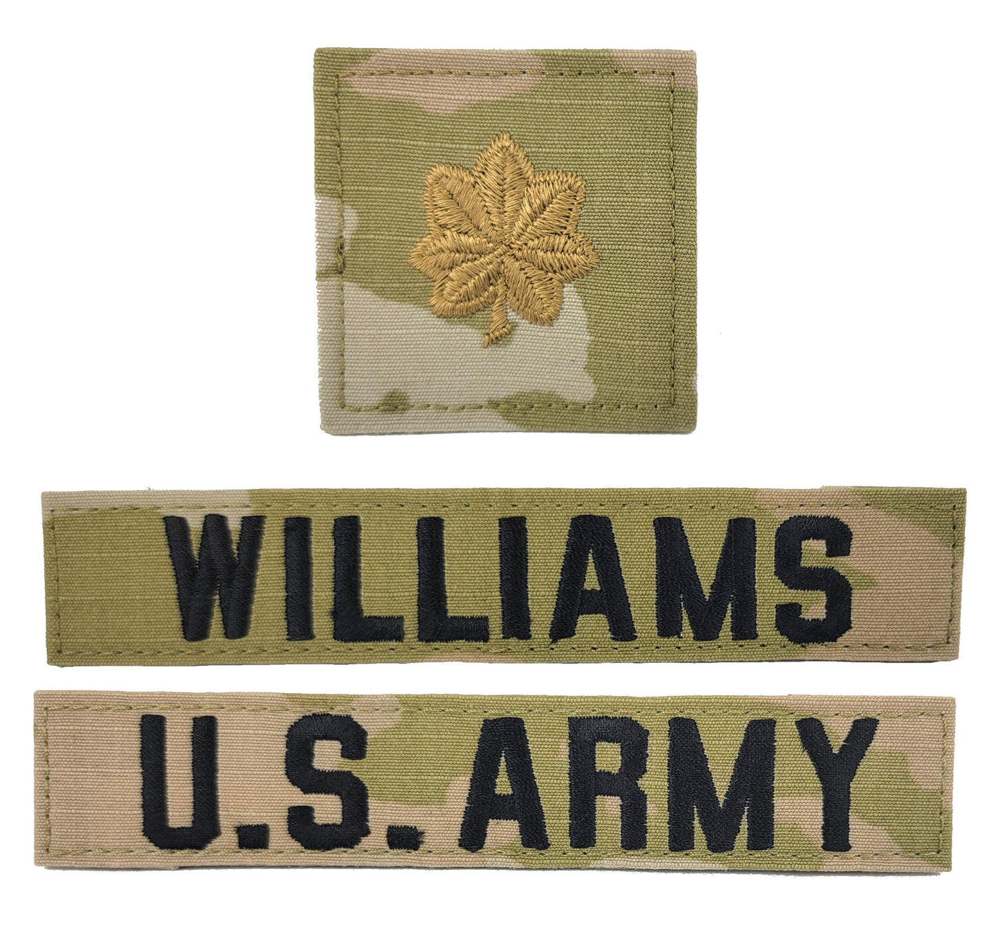 3 Piece Set - U.S. Army OCP Name Tape & Rank  - 3 Color OCP