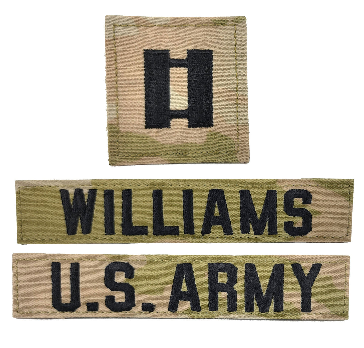 3 Piece Set - U.S. Army OCP Name Tape & Rank  - 3 Color OCP