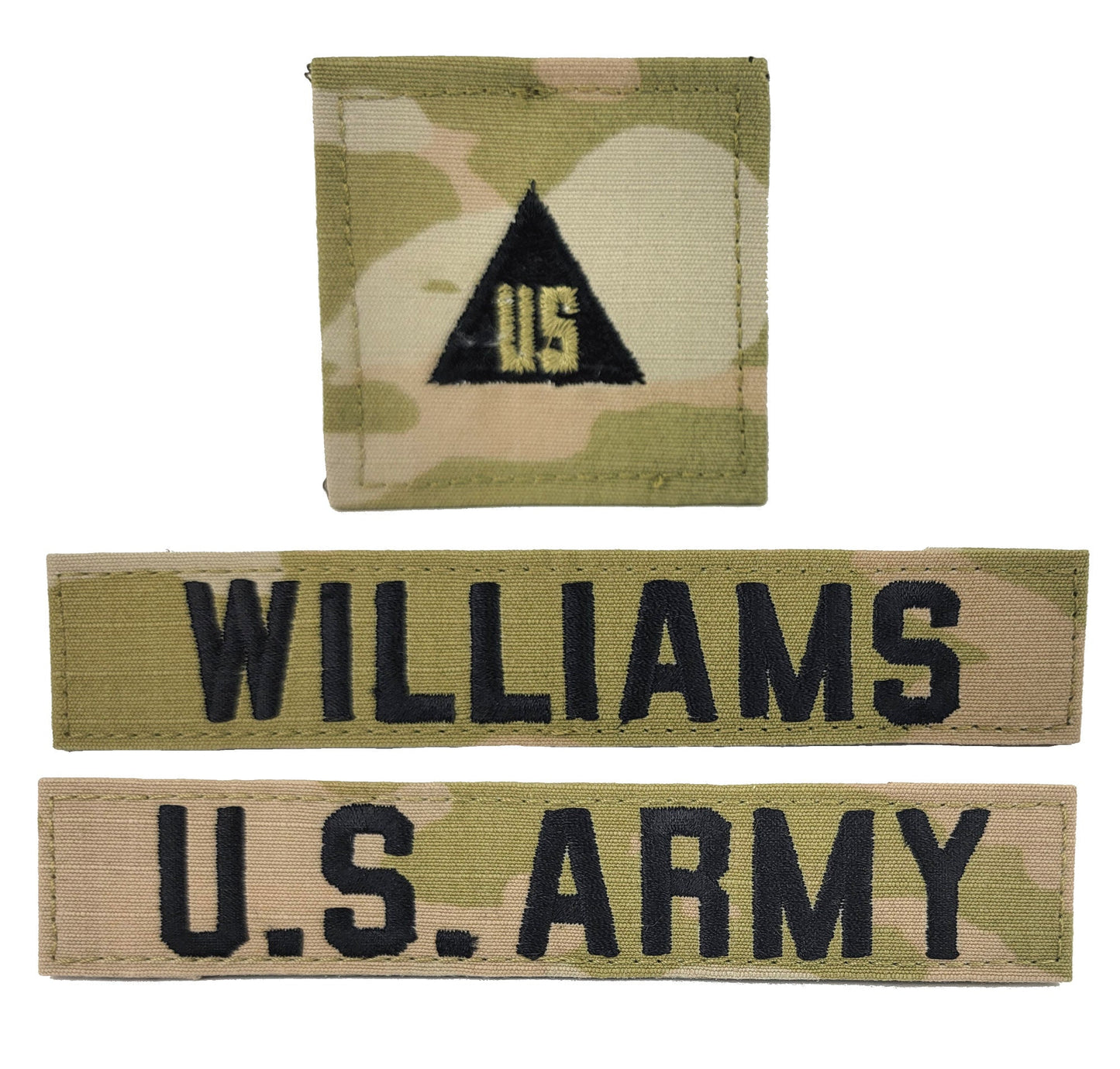 3 Piece Set - U.S. Army OCP Name Tape & Rank  - 3 Color OCP