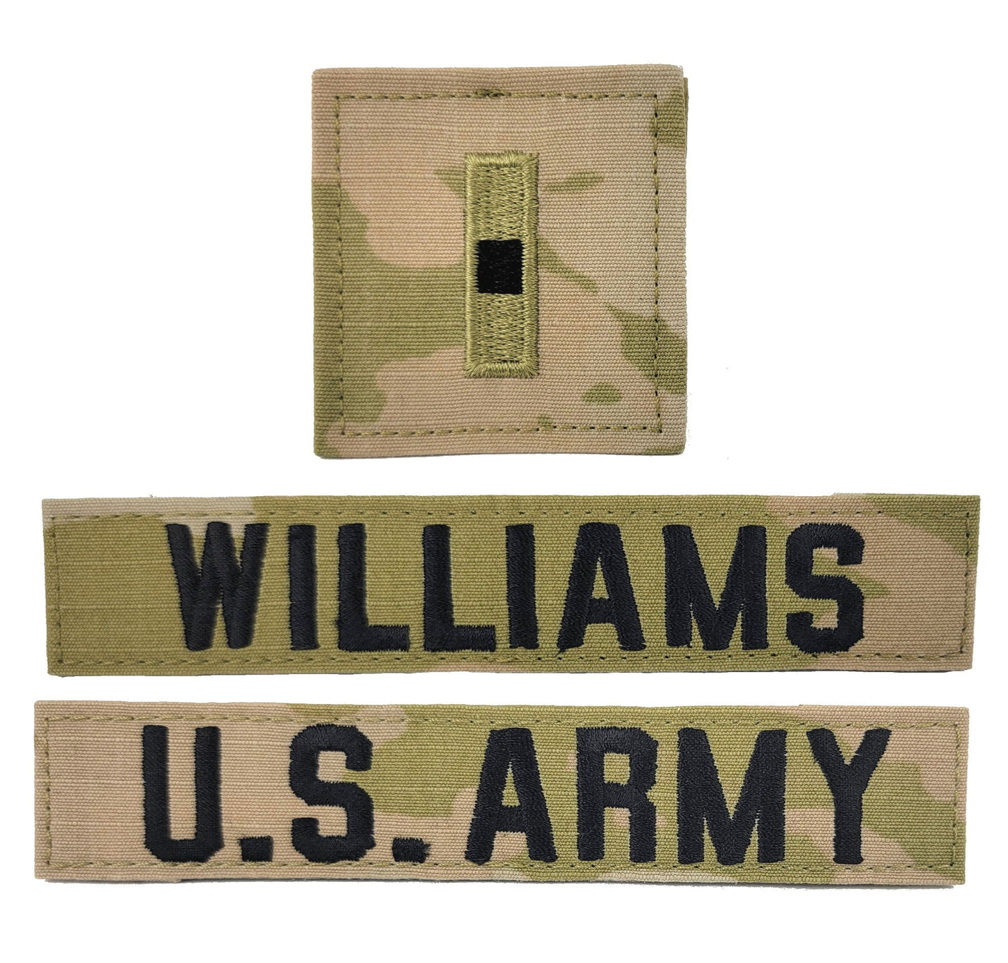 3 Piece Set - U.S. Army OCP Name Tape & Rank  - 3 Color OCP
