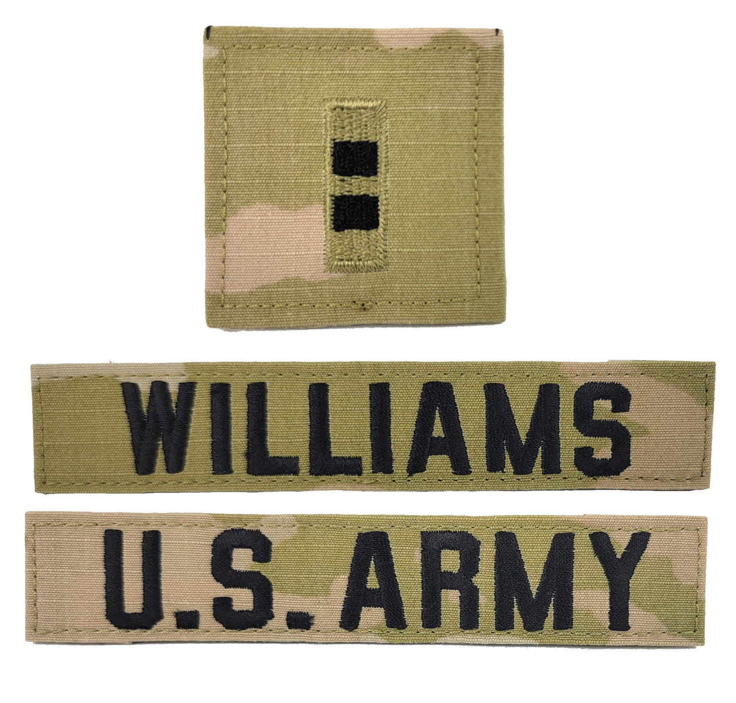 3 Piece Set - U.S. Army OCP Name Tape & Rank  - 3 Color OCP