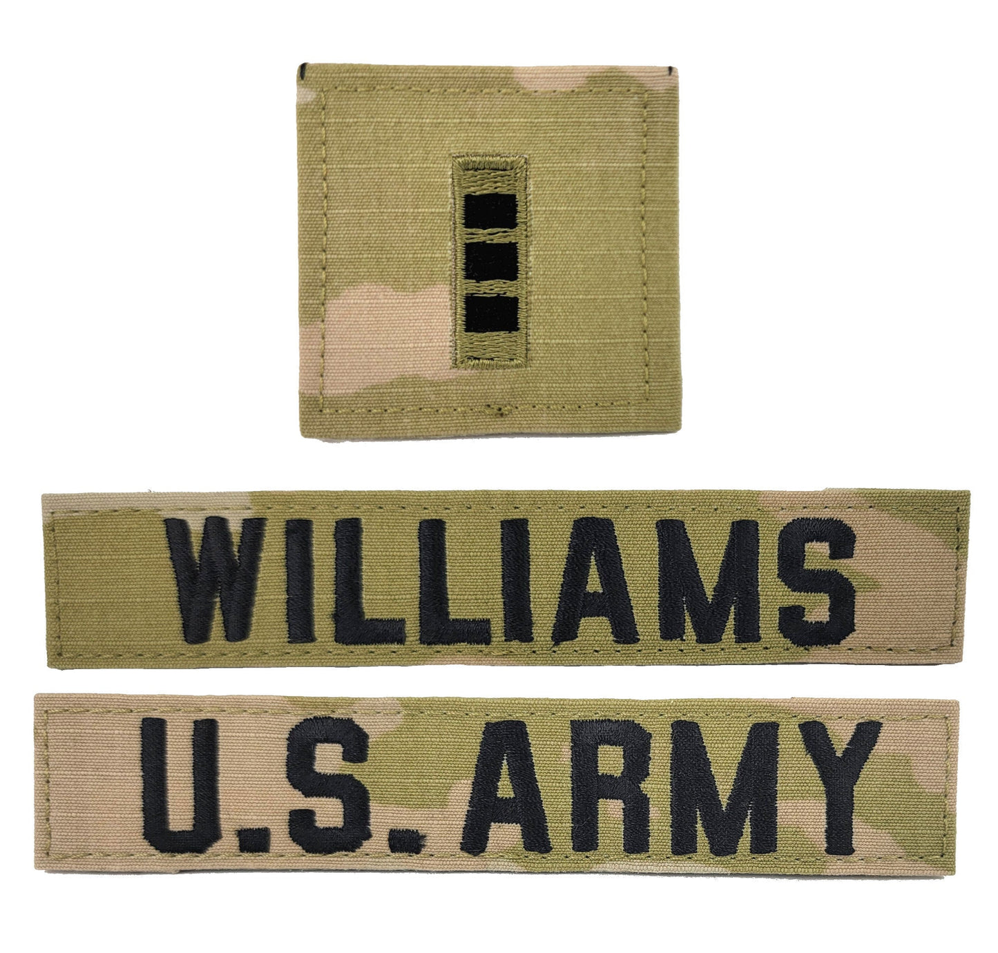 3 Piece Set - U.S. Army OCP Name Tape & Rank  - 3 Color OCP