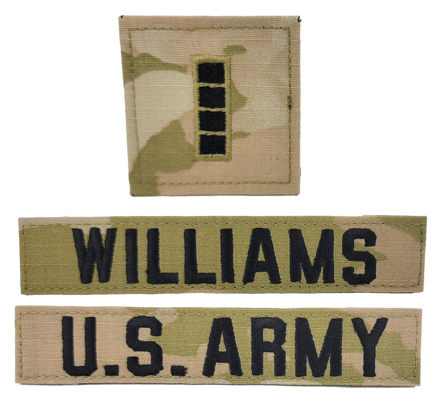 3 Piece Set - U.S. Army OCP Name Tape & Rank  - 3 Color OCP
