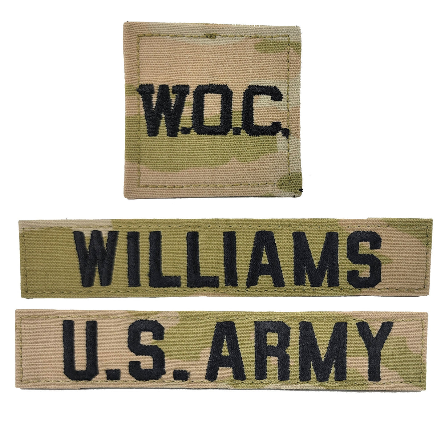 3 Piece Set - U.S. Army OCP Name Tape & Rank  - 3 Color OCP