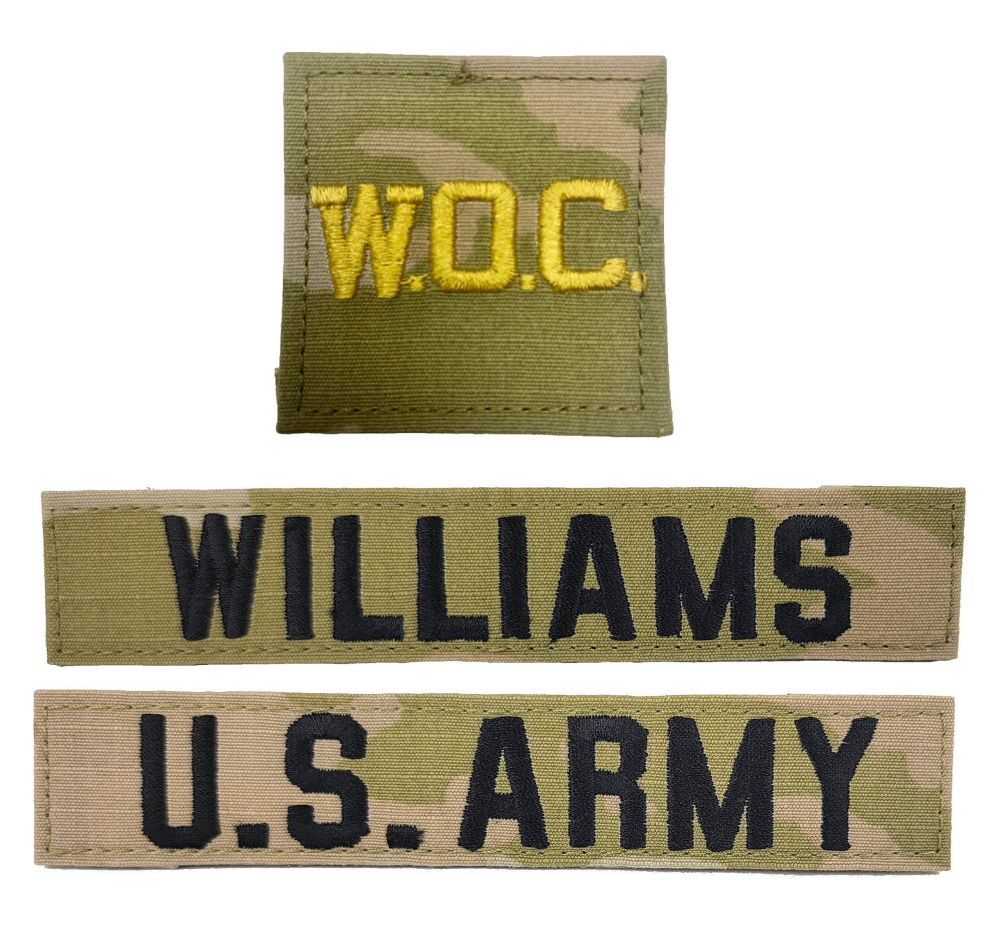 3 Piece Set - U.S. Army OCP Name Tape & Rank  - 3 Color OCP