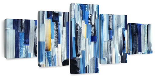 Striped Blue Abstract Wall Art