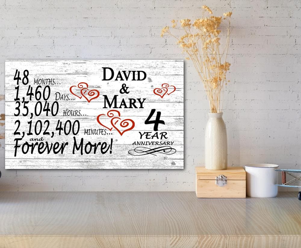 4 Year Anniversary Gift Personalized 4th Wedding Anniversary Present