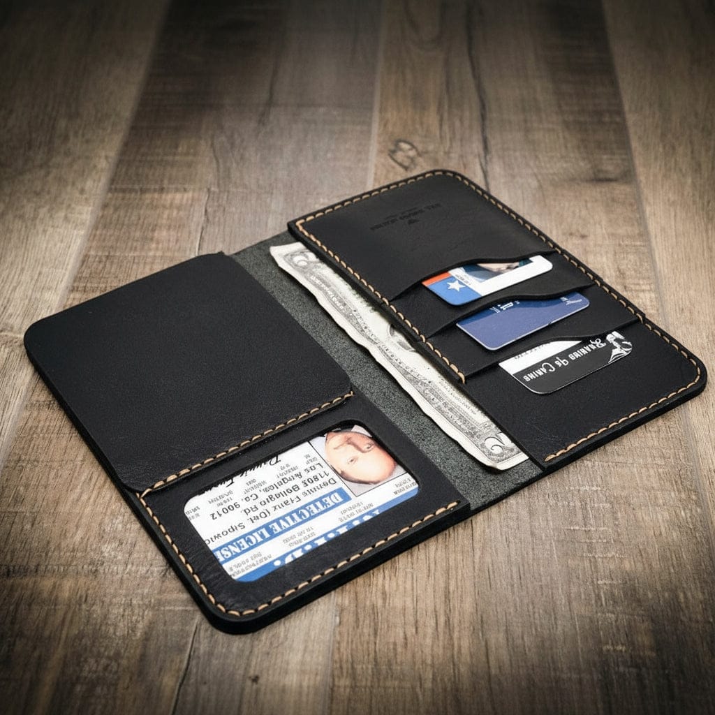 Badge Long Wallet - Black
