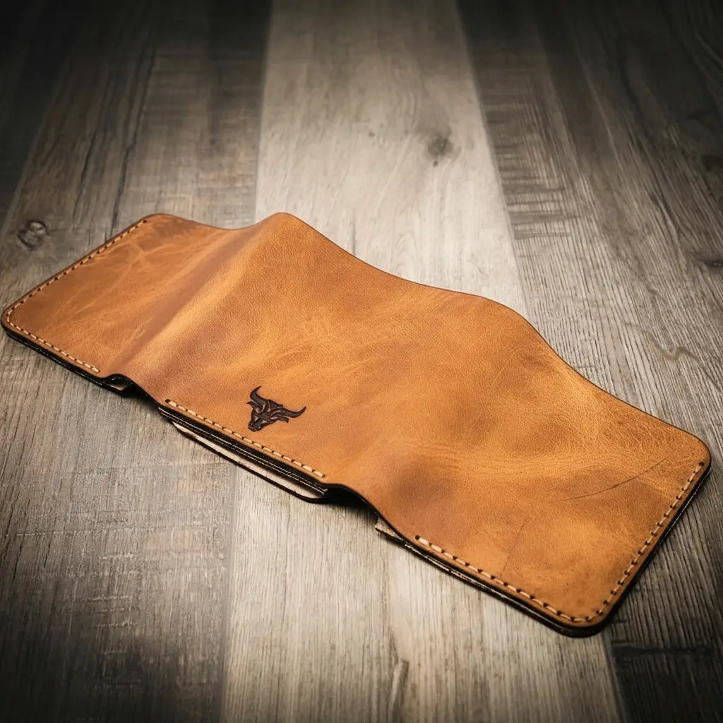 Badge Trifold Wallet - Saddle Tan