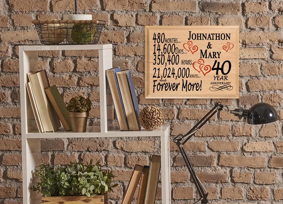 Personalized 40th Anniversary Gift – Custom Wood Keepsake for Husband, Wife, or Couple