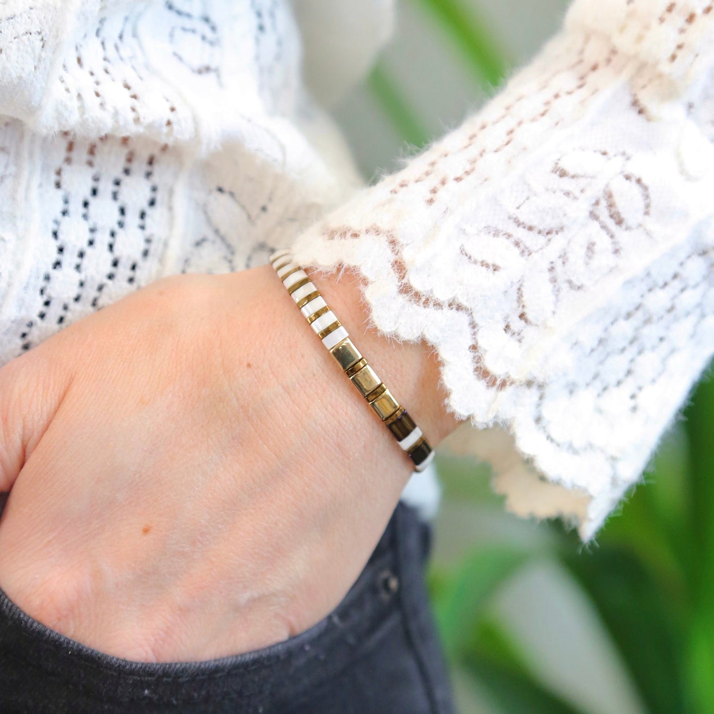 HOT COCOA - Tila Bead Bracelet - Size X-Large