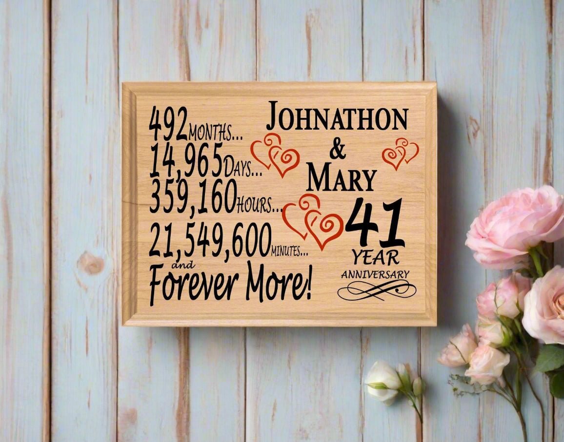 Personalized 41st Anniversary Gift – Custom Wood Keepsake for Husband, Wife, or Couple