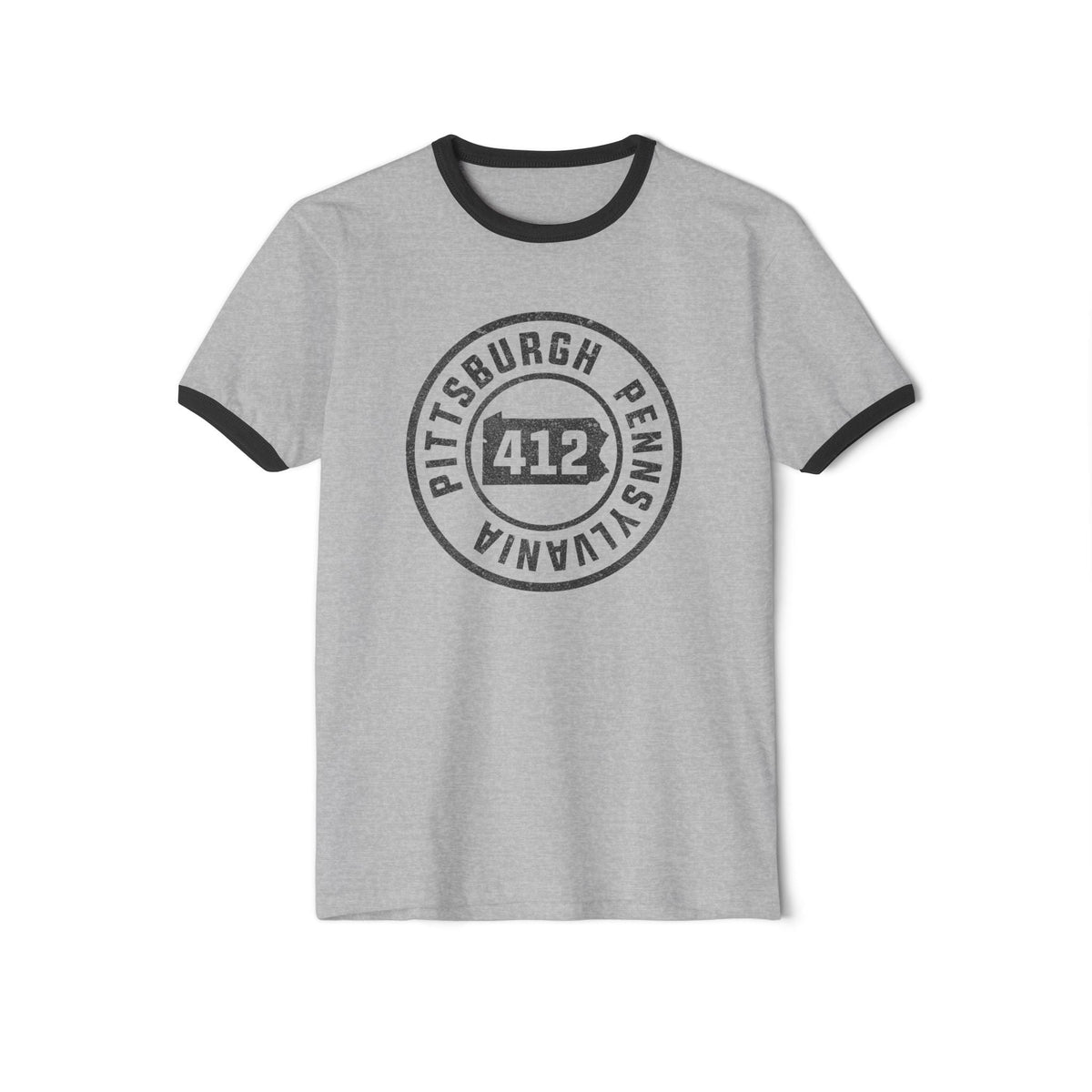 412 Area Code Pittsburgh Pa Stamped Ringer T-Shirt