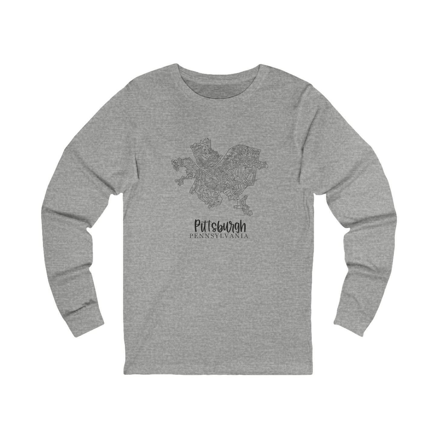Pittsburgh Topo Word Map Graphic Premium Fit Long Sleeve T-shirt