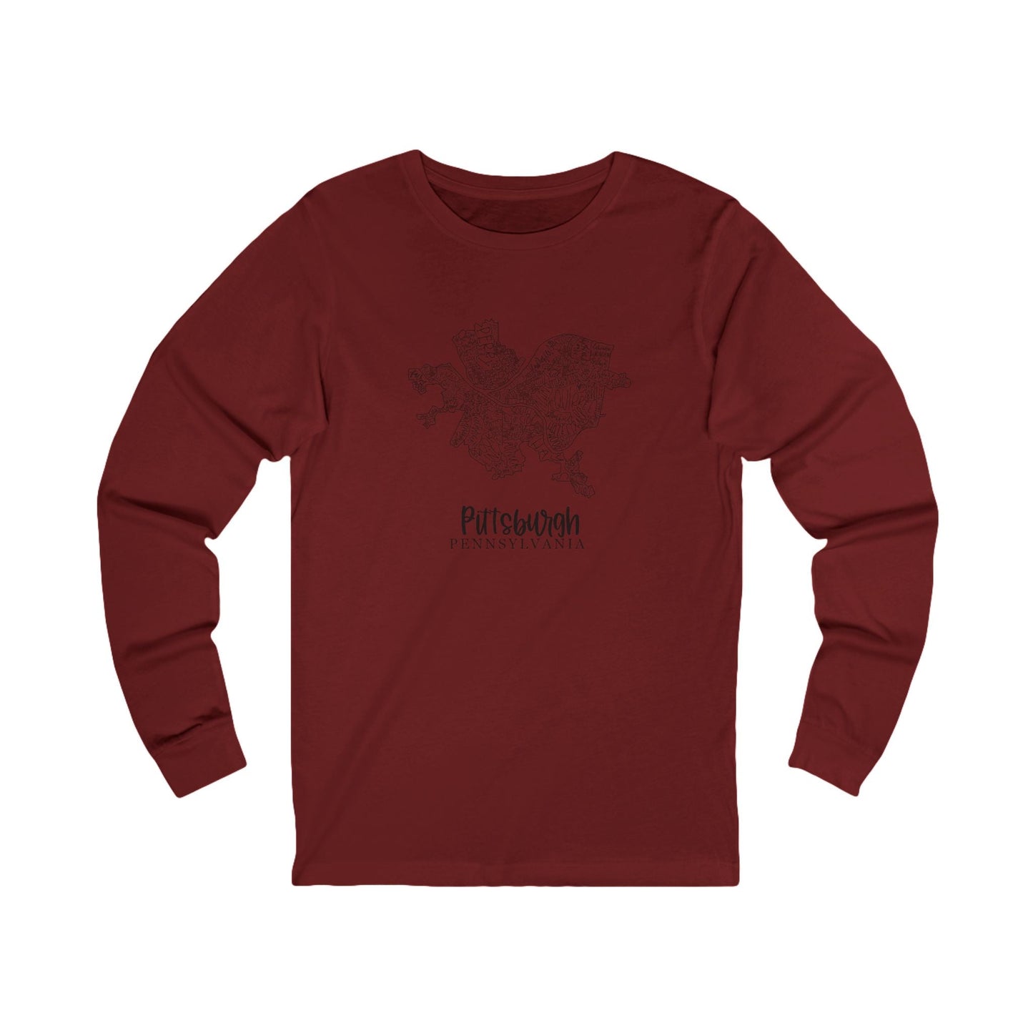 Pittsburgh Topo Word Map Graphic Premium Fit Long Sleeve T-shirt