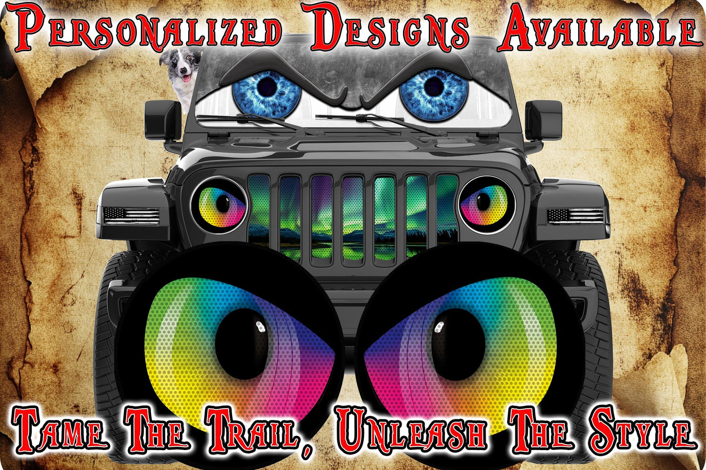 mean Rainbow eyes headlight decals