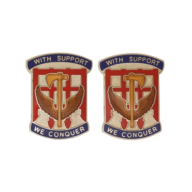42nd Support Group Unit Crest DUI - 1 PAIR - WITH SUPPORT WE CONQUER