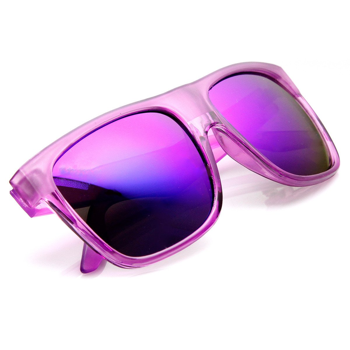 Frosted Retro Flat Top Candy Color Mirrored Lens Sunglasses 8610