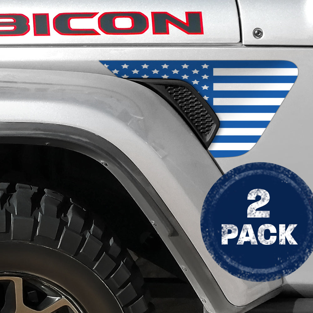 White and Blue Flag 2pc Vinyl Fender Decal