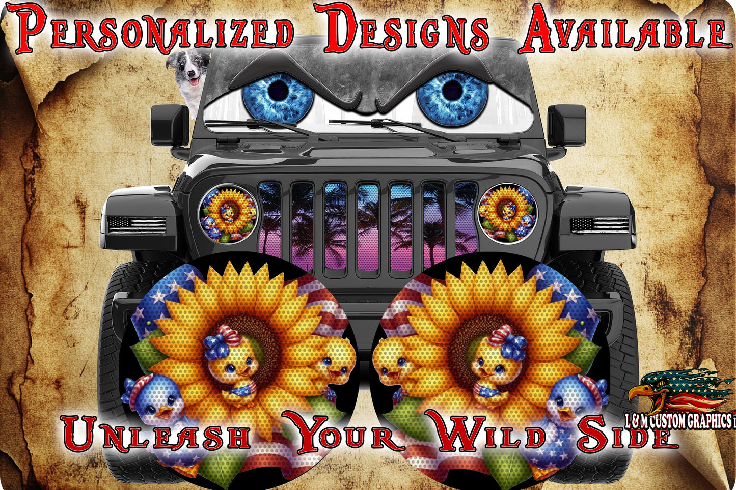 Sunflower Duck for a round headlight decal.