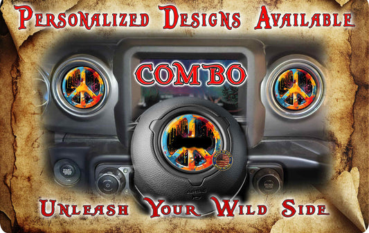 Steering wheel decal Peace sign