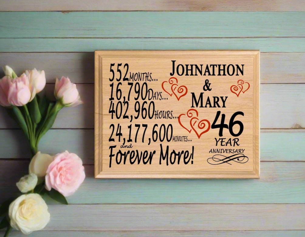 Personalized 46th Anniversary Gift – Custom Wood Keepsake for Husband, Wife, or Couple
