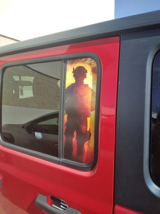 Side door window decal American soldier 168