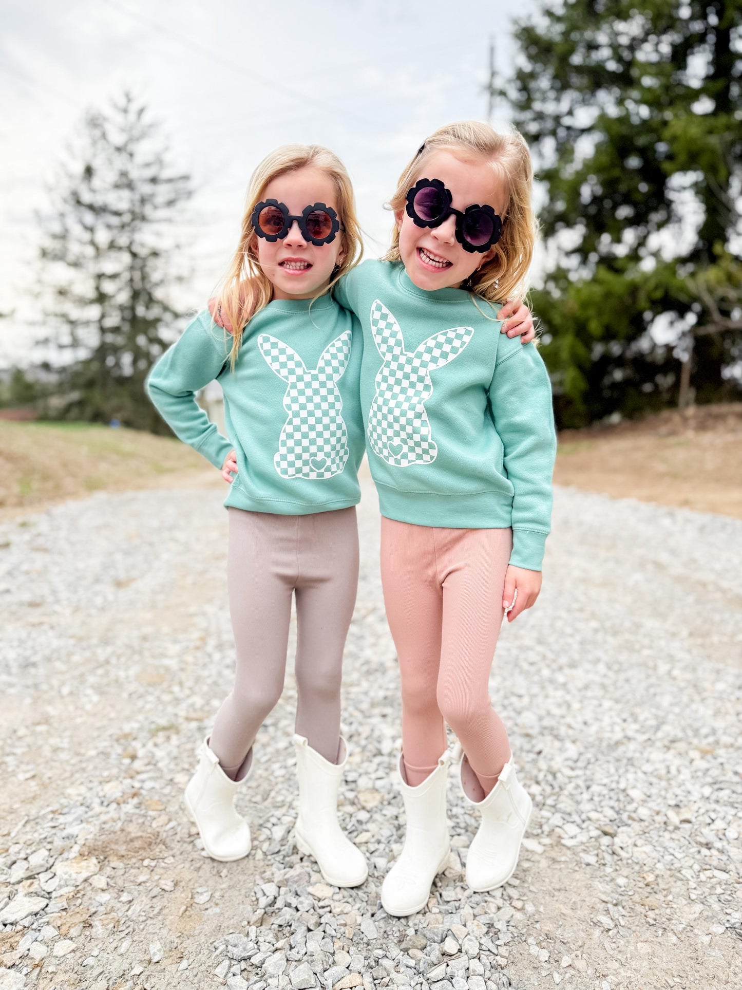 Checkered Bunny Toddler Crewneck Sweatshirt
