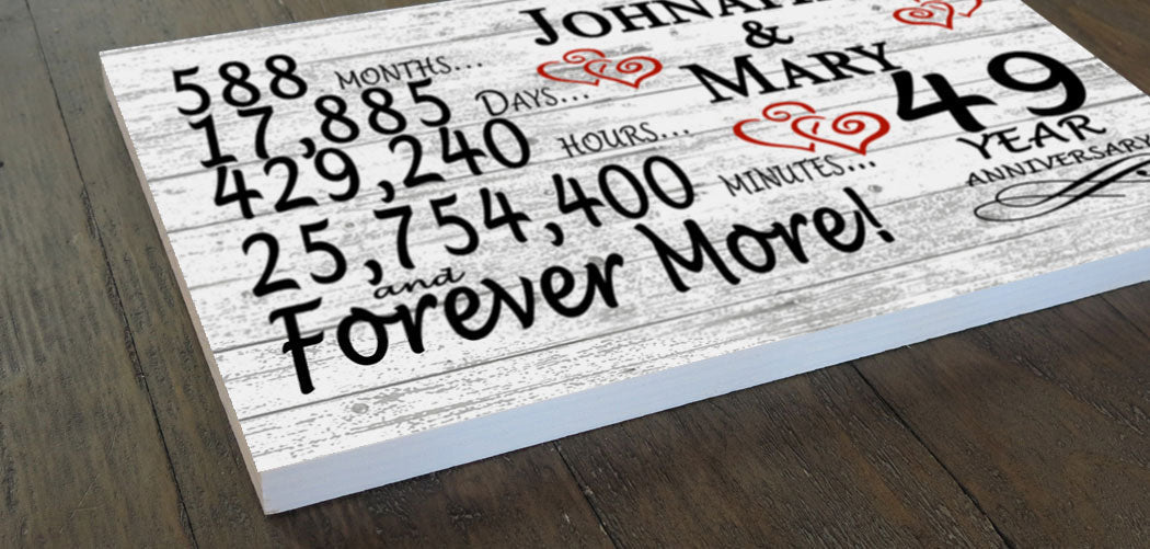 49 Year Anniversary Gift Personalized 49th For Him Her or Couples
